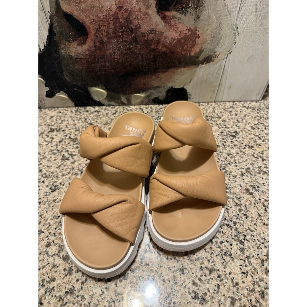 Sorel Women's Vibe Twist Slide - Honest Beige Sandals Sz 6.5 Excellent Condition